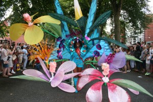 Leeds Carnival Queen 2013 Julia Russell as “A Tropical Blend” designed by Hughbon Condor (Image: Max Farrar) 